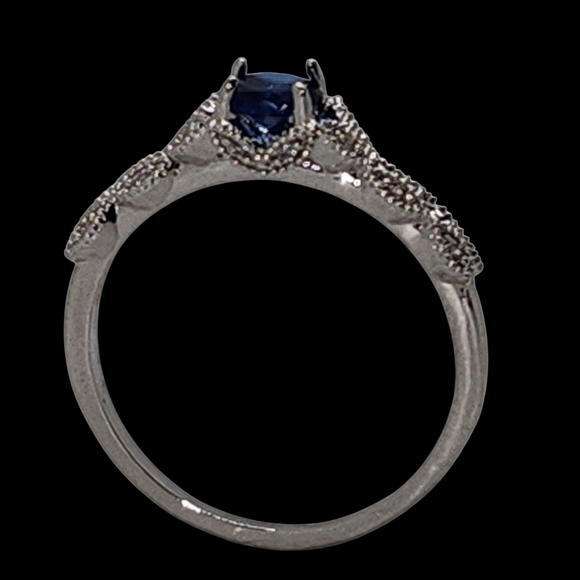 Womens Blue Saphire And White Stone Gemstone Ring - Picture 5 of 10